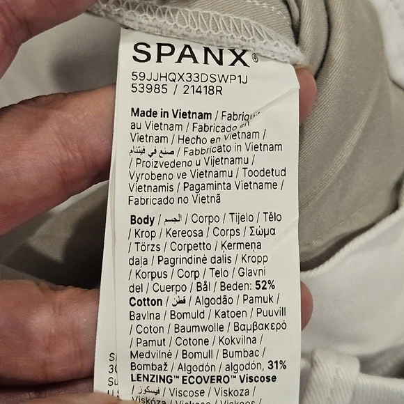 Spanx NWT SZ 1X White Wide Leg Crop Stretch Twill Pants Zip Pockets